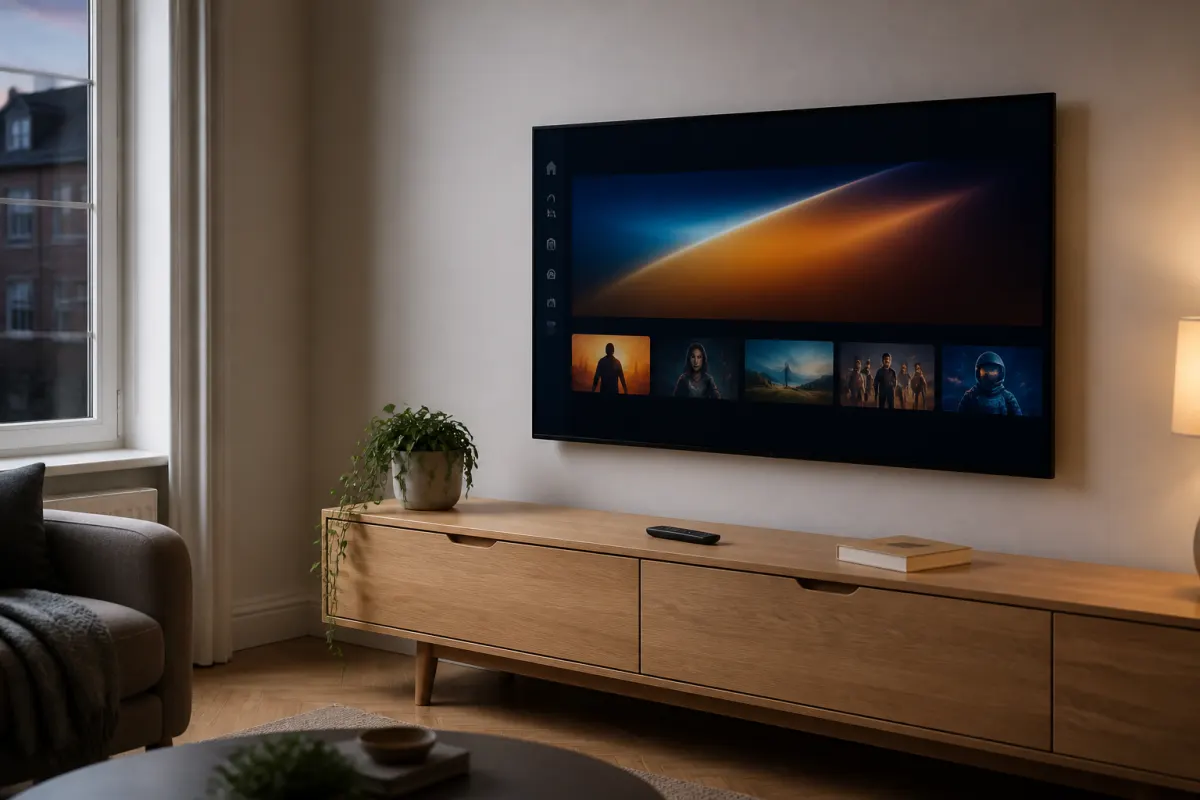 Living room TV ready for Mega IPTV setup